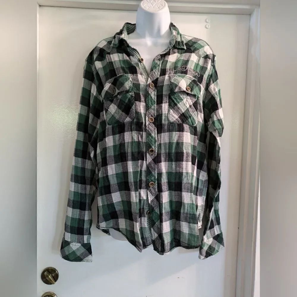 Ed Hardey Flannel Y2K rhinestone shirt